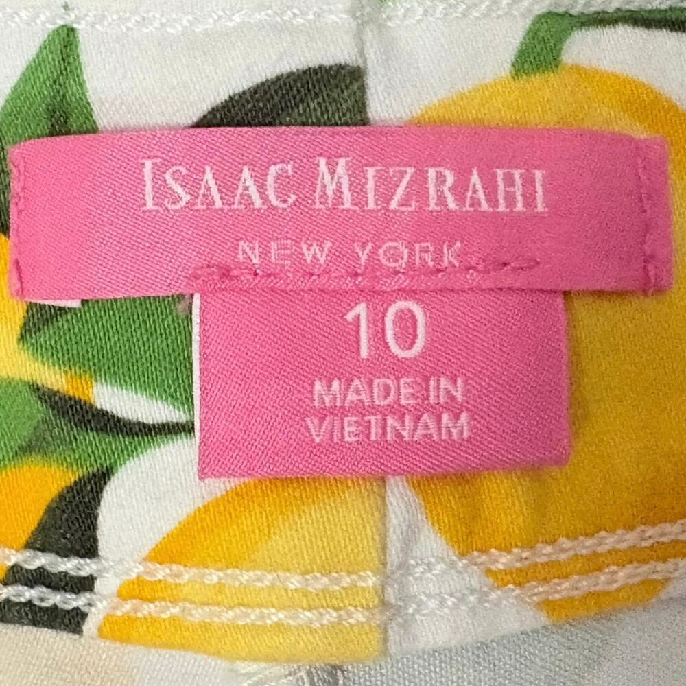 Isaac Mizrahi Lemon Print Stretch Sailor Shorts White Yellow Citrus Size 10 - Picture 5 of 6